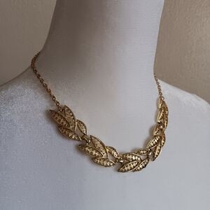 Fall Leafy Gold Tone Goddess Choker, Renaissance Festival Vibes Necklace